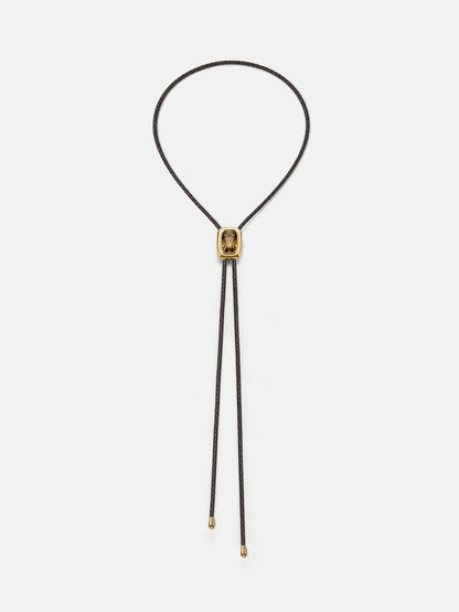 Veronica Beard | Braided Leather Bolo in Gold/Brown Gold/Brown
