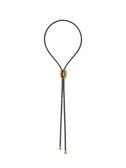 Veronica Beard | Braided Leather Bolo in Gold/Brown Gold/Brown