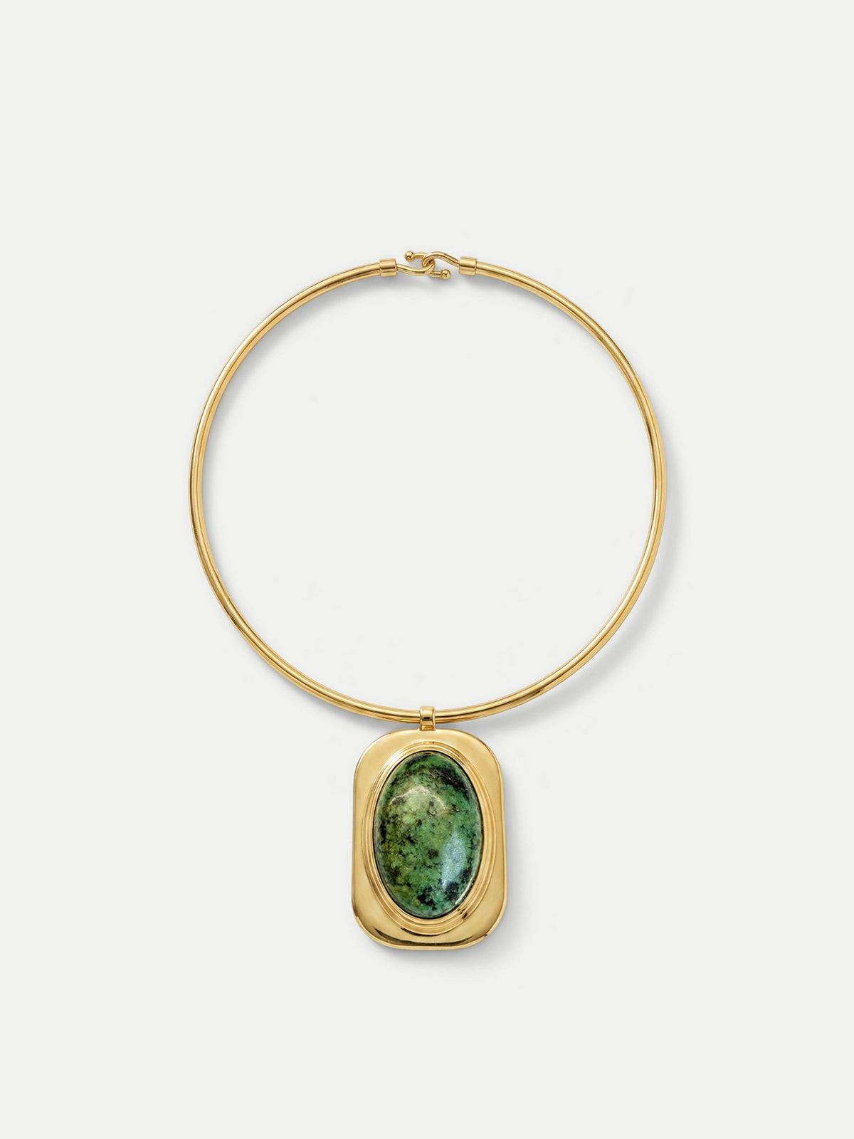 Veronica Beard | Turquoise Cabochon Collar Necklace in Gold/Green Gold/Green
