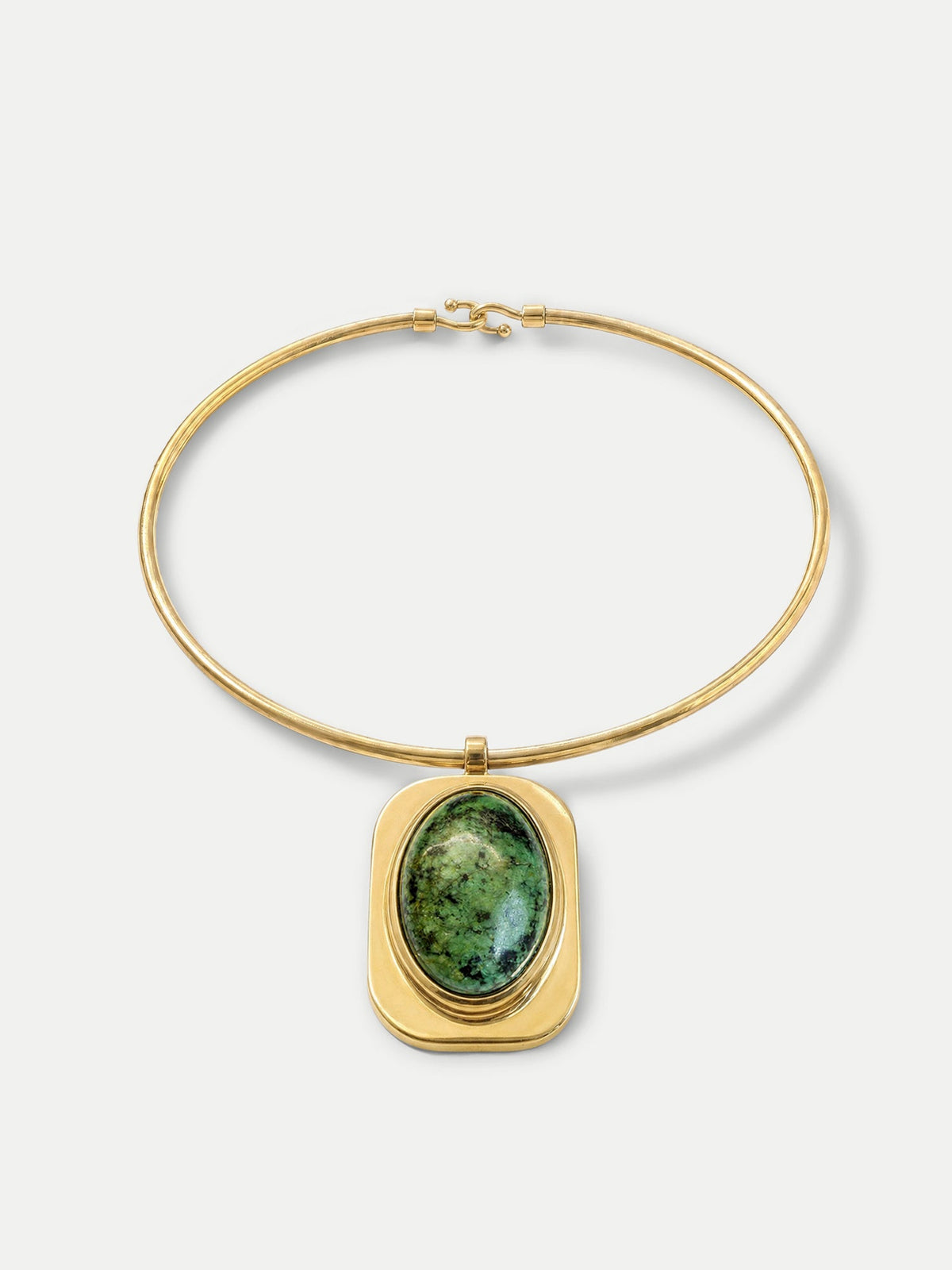 Veronica Beard | Turquoise Cabochon Collar Necklace in Gold/Green Gold/Green
