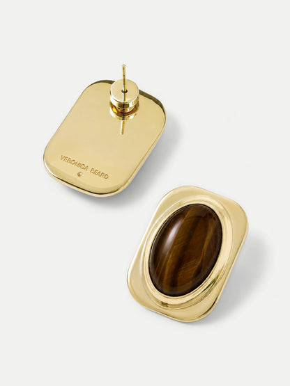 Veronica Beard | Tiger’s Eye Post Earring in Gold/Brown Gold/Brown