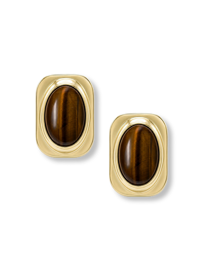 Veronica Beard | Tiger’s Eye Post Earring in Gold/Brown Gold/Brown