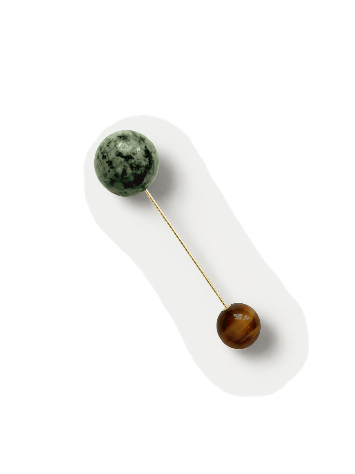 Veronica Beard | Turquoise and Tiger’s Eye Pin Brooch in Gold/Green Gold/Green