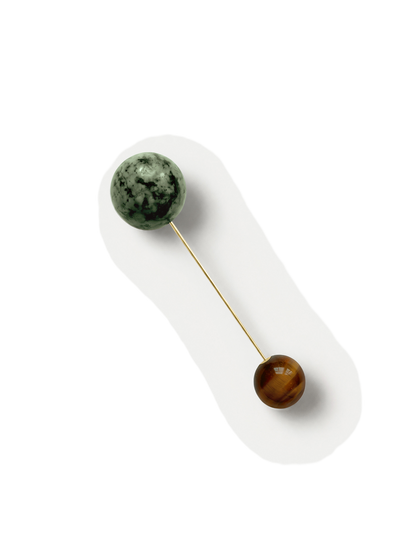 Veronica Beard | Turquoise and Tiger’s Eye Pin Brooch in Gold/Green Gold/Green
