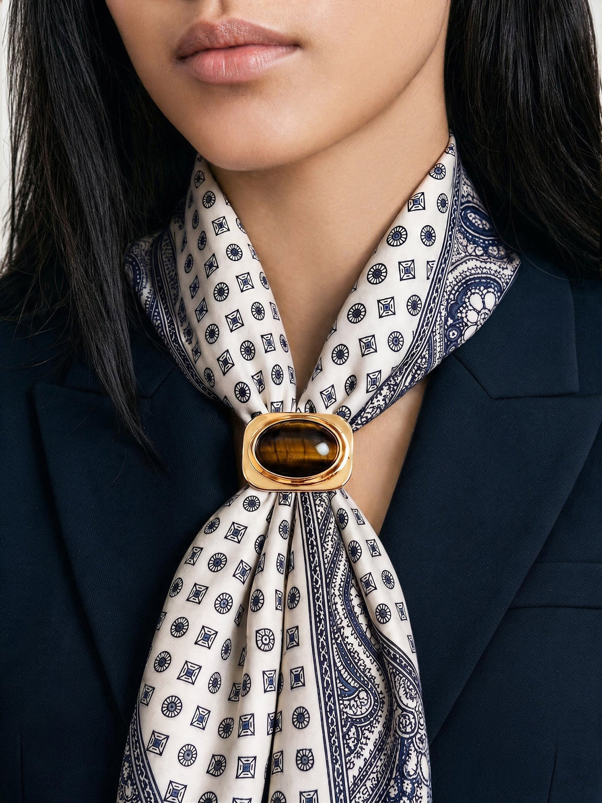 Veronica Beard | Tiger’s Eye Scarf Ring in Gold/Brown Gold/Brown
