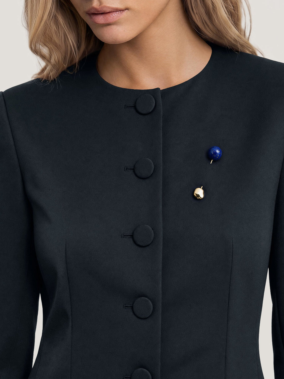 Veronica Beard | Lapis Pin Brooch in Gold/Navy Gold/Navy