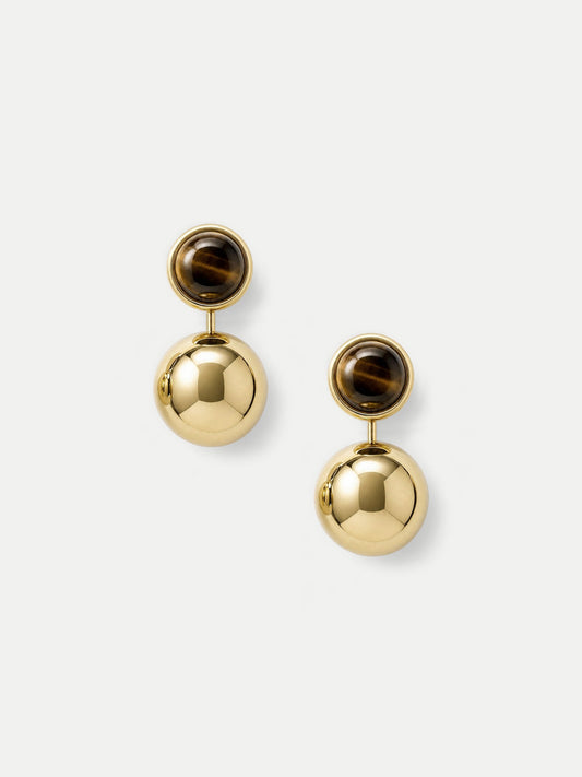 Veronica Beard | Tiger's Eye Drop Earring in Gold/Brown Gold/Brown