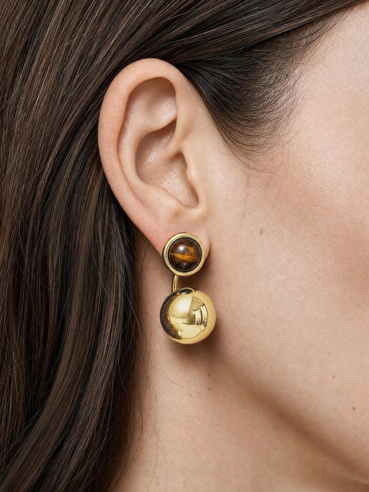 Veronica Beard | Tiger's Eye Drop Earring in Gold/Brown Gold/Brown