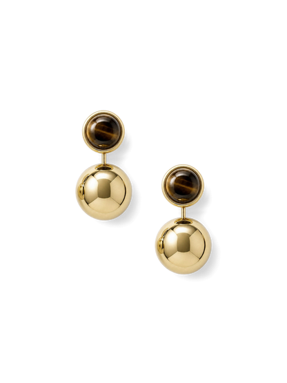 Veronica Beard | Tiger's Eye Drop Earring in Gold/Brown Gold/Brown