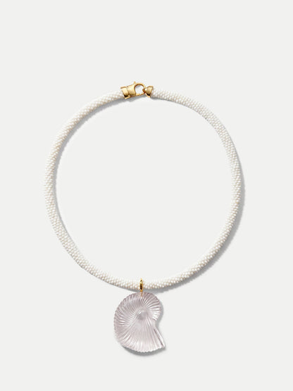 Veronica Beard | Nautilus Shell Beaded Necklace in Brown/Black White