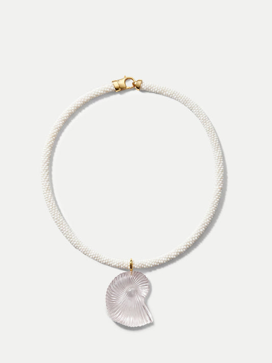 Veronica Beard | Nautilus Shell Beaded Necklace in Brown/Black White
