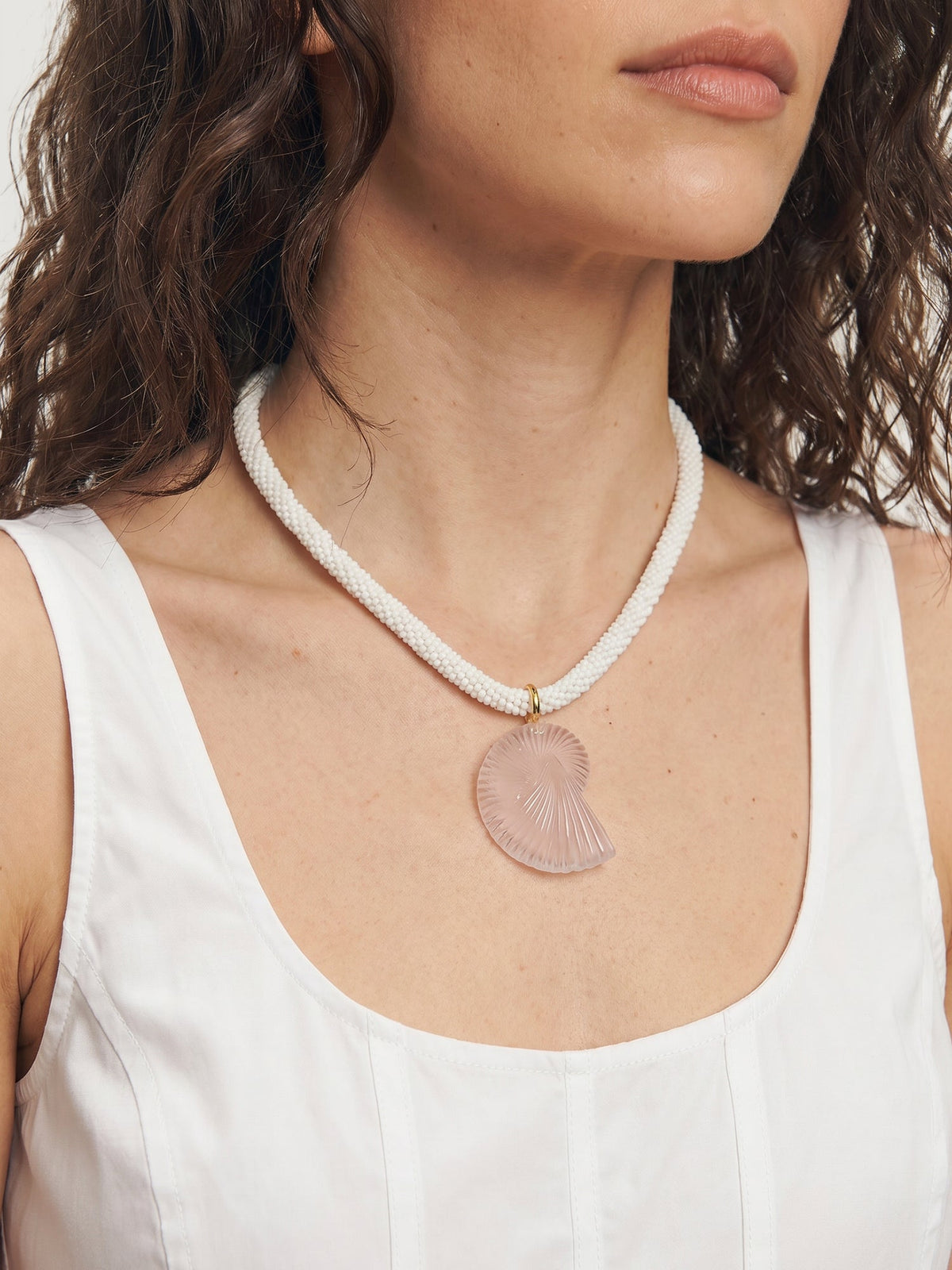 Veronica Beard | Nautilus Shell Beaded Necklace in Brown/Black White