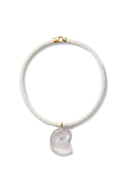 Veronica Beard | Nautilus Shell Beaded Necklace in Brown/Black White