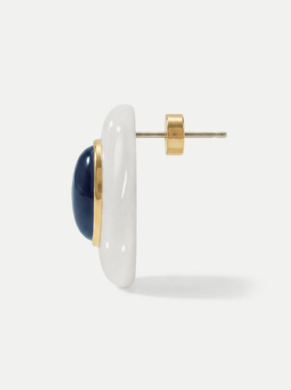 Veronica Beard | Tiger’s Eye Cabochon Earring in White/Blue White/Blue