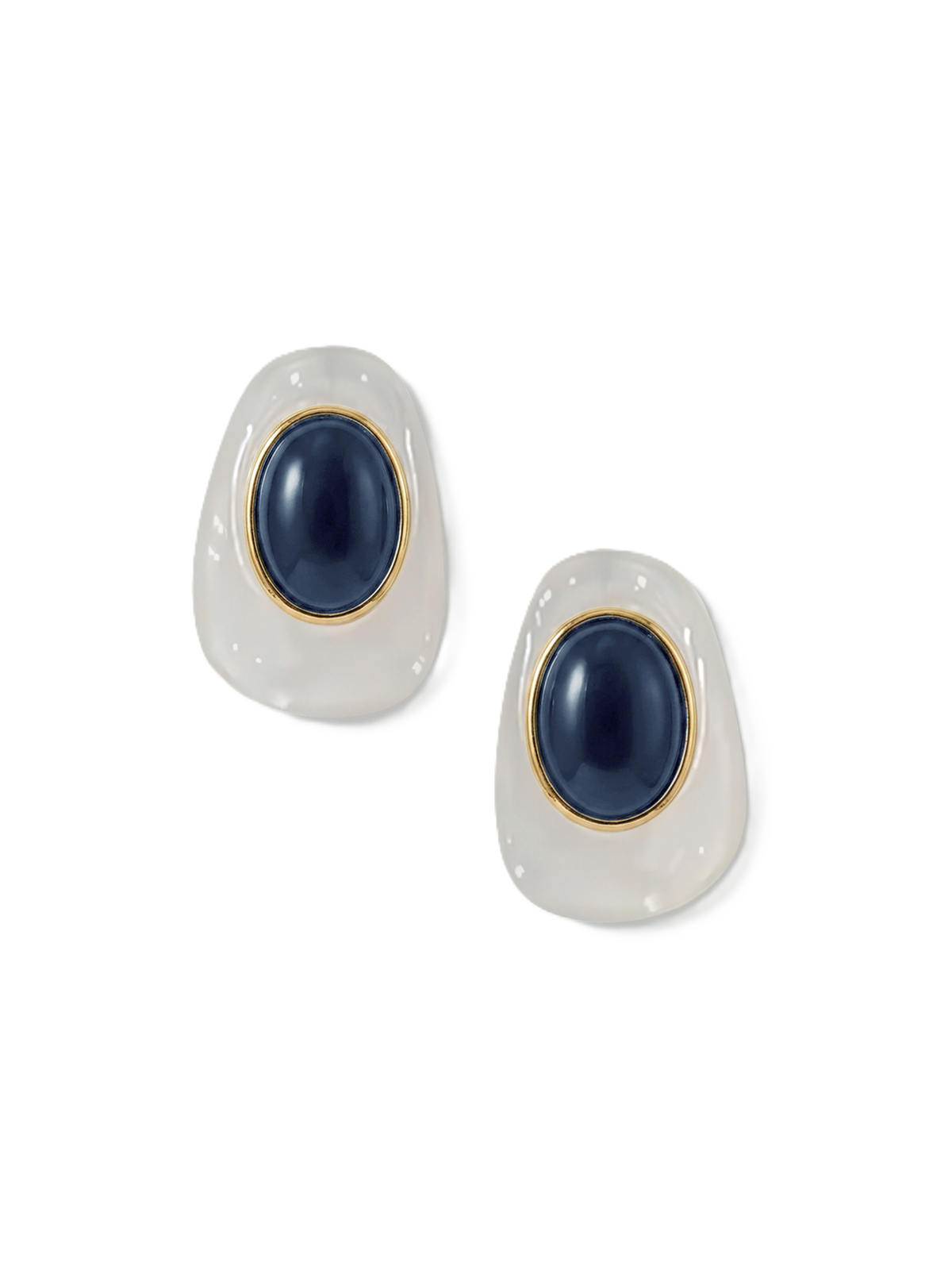 Veronica Beard | Tiger’s Eye Cabochon Earring in White/Blue White/Blue