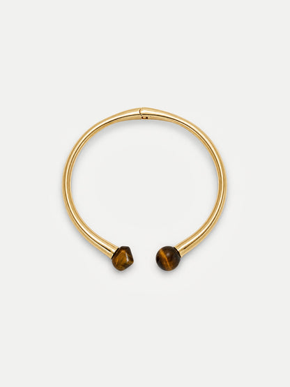 Veronica Beard | Tiger’s Eye Open Collar Necklace in Gold/Brown Gold/Brown