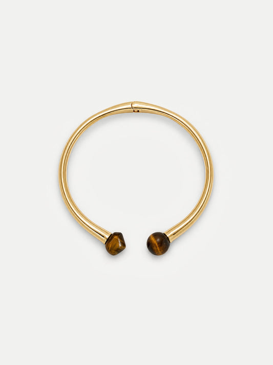 Veronica Beard | Tiger’s Eye Open Collar Necklace in Gold/Brown Gold/Brown