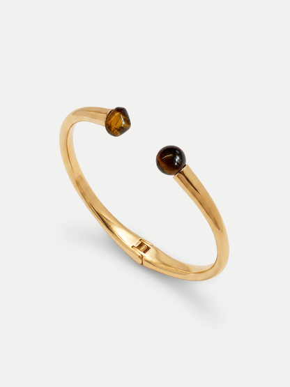 Veronica Beard | Tiger’s Eye Open Collar Necklace in Gold/Brown Gold/Brown