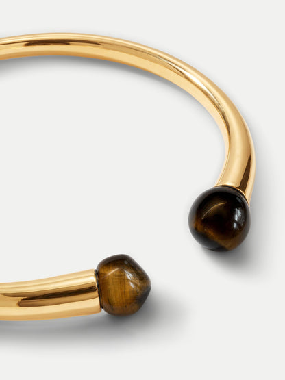 Veronica Beard | Tiger’s Eye Open Collar Necklace in Gold/Brown Gold/Brown
