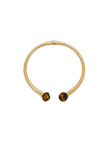 Veronica Beard | Tiger’s Eye Open Collar Necklace in Gold/Brown Gold/Brown