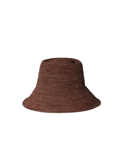 Veronica Beard | Felix Raffia Bucket Hat in Dark Brown Dark Brown