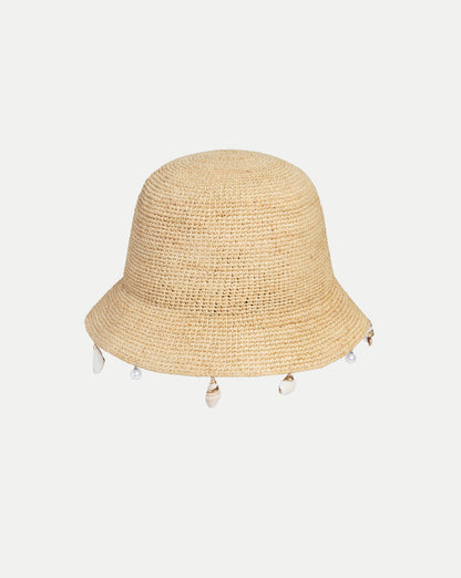 Veronica Beard | Le Bop Shell Raffia Hat in Tan Tan