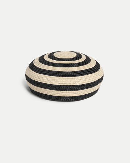 Veronica Beard | Le Jeanne Stripe Raffia Hat in Black Black/White