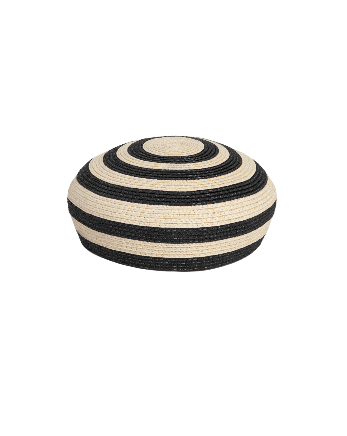 Veronica Beard | Le Jeanne Stripe Raffia Hat in Black Black/White