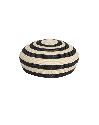 Veronica Beard | Le Jeanne Stripe Raffia Hat in Black Black/White