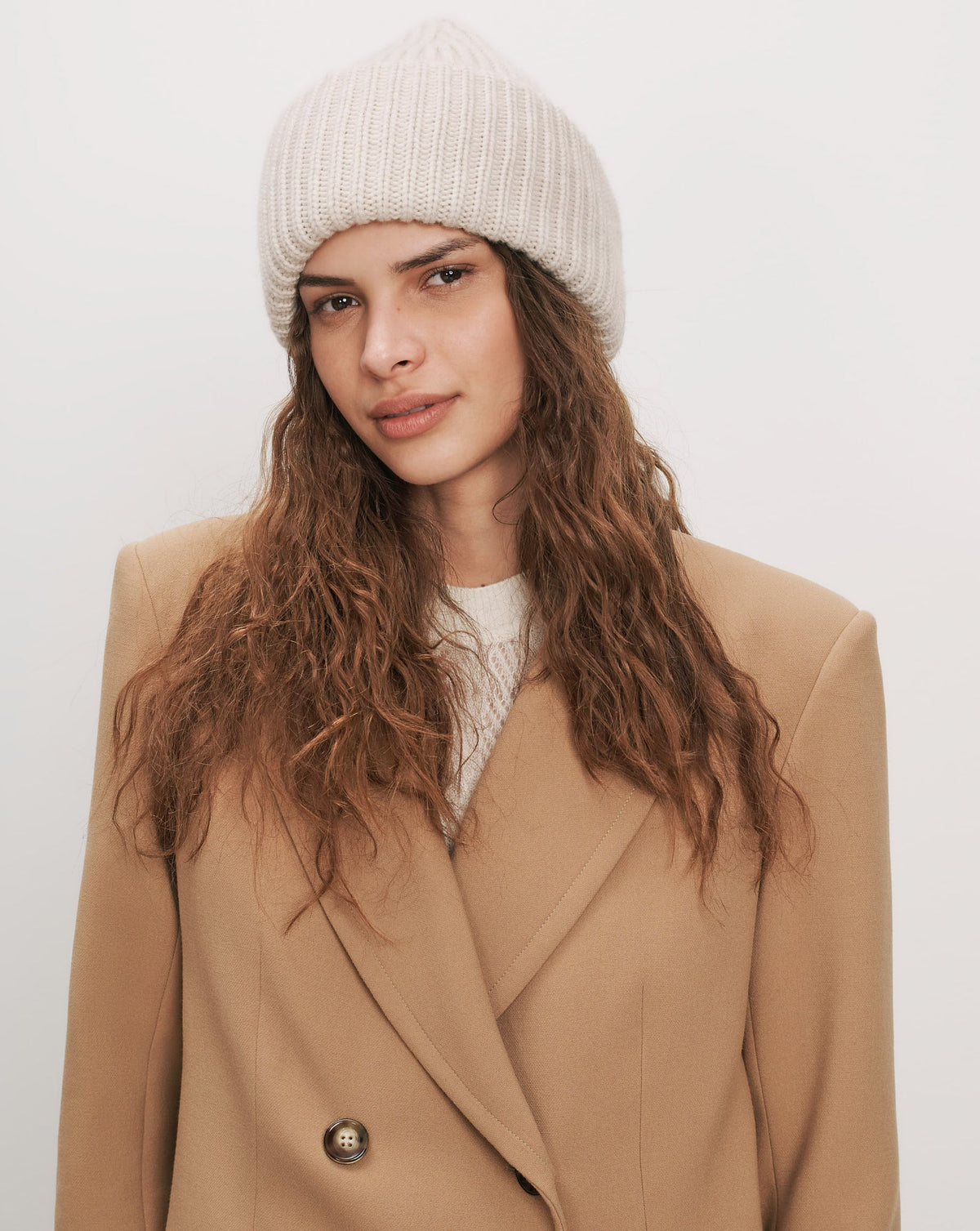 Veronica Beard | Wool-Cashmere Beanie in Oatmeal Melange Oatmeal Melange