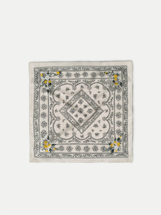 Veronica Beard | Embroidered Bandana in Ecru/Navy Ecru/Navy