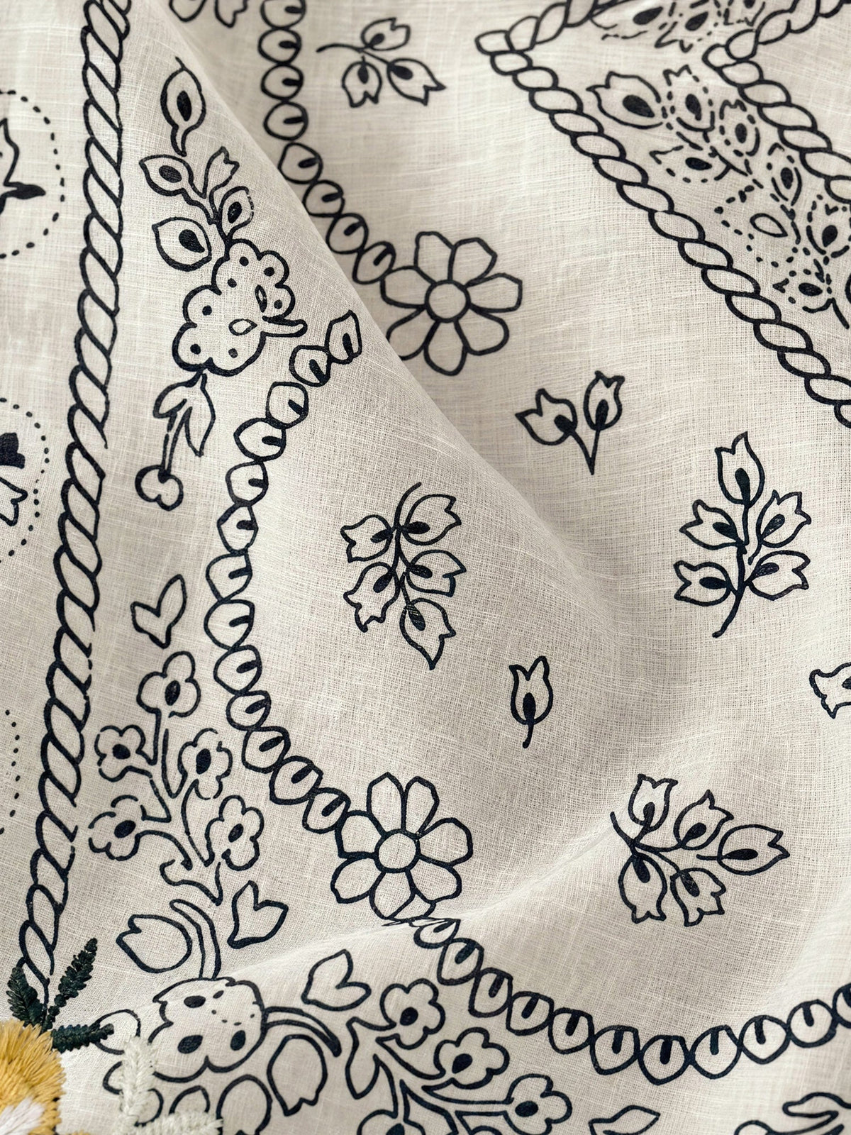 Veronica Beard | Embroidered Bandana in Ecru/Navy Ecru/Navy