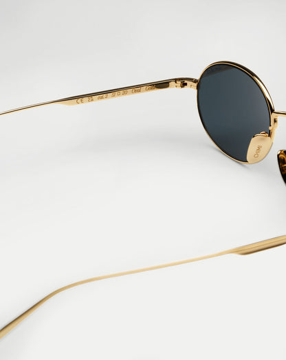 Veronica Beard | CC Titan Oval Sunglasses in Gold Gold