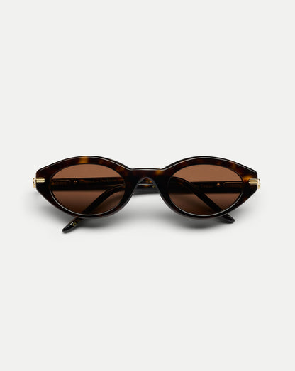 Veronica Beard | Lou Oval Sunglasses in Brown Mix Brown Mix