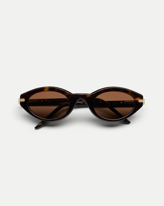 Veronica Beard | Lou Oval Sunglasses in Brown Mix Brown Mix