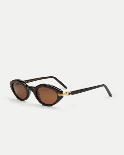 Veronica Beard | Lou Oval Sunglasses in Brown Mix Brown Mix