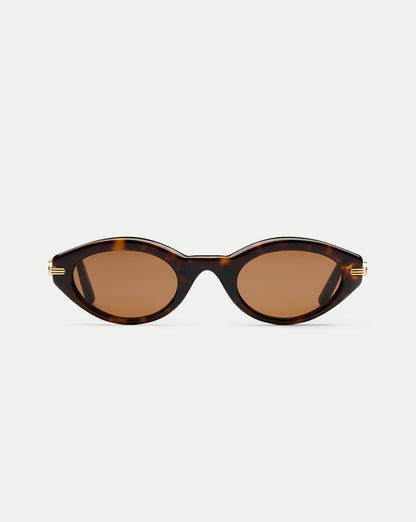 Veronica Beard | Lou Oval Sunglasses in Brown Mix Brown Mix