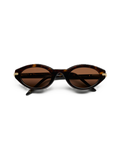Veronica Beard | Lou Oval Sunglasses in Brown Mix Brown Mix