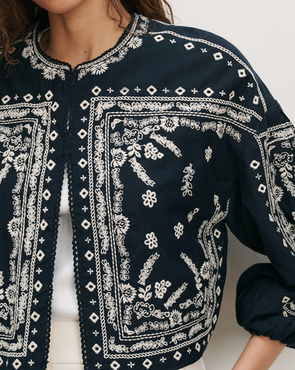 Veronica Beard | Drake Embroidered Jacket in Navy Navy