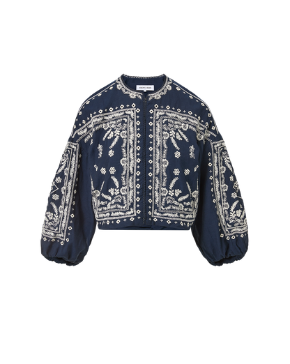 Veronica Beard | Drake Embroidered Jacket in Navy Navy