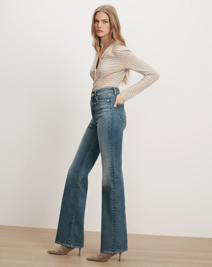 Veronica Beard | Crosbie Slim Wide-Leg Jean in Washed Blue Memory Lane