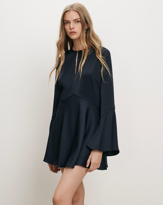 Veronica Beard | Ezri Satin A-Line Mini Dress in Navy Navy