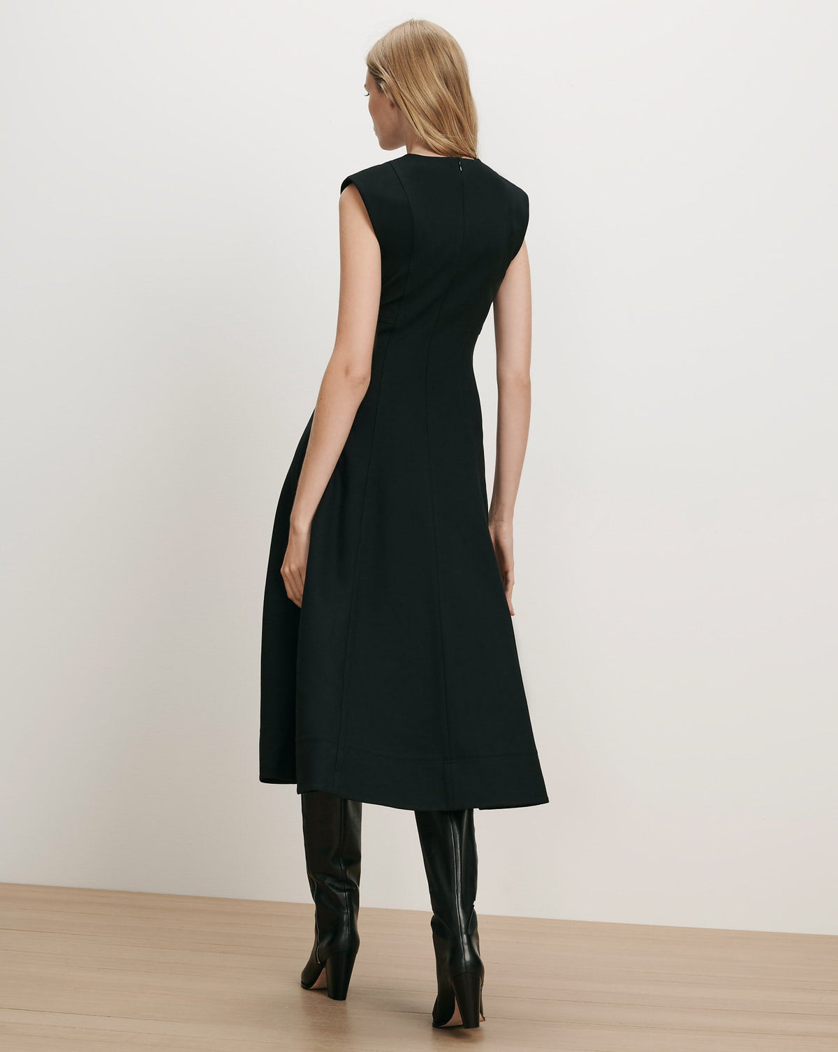 Veronica Beard | Dulce A-Line Cap Sleeve Midi Dress in Black Black