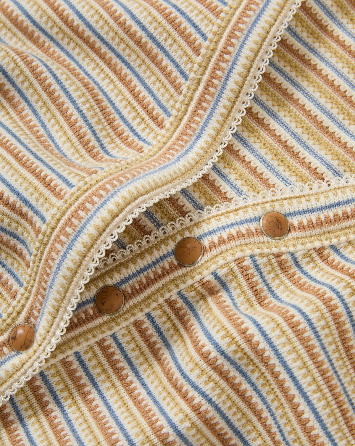 Veronica Beard | Faelan Striped Henley Shirt in Off-White Rust Multi