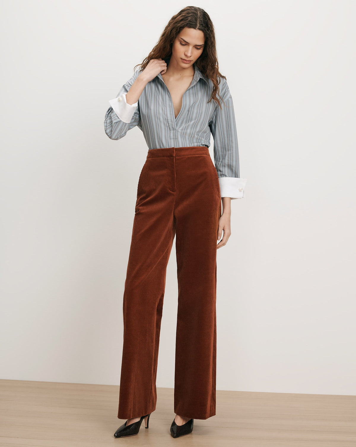 Veronica Beard | Draymond Striped Shirt in Blue River Multi Blue River Multi