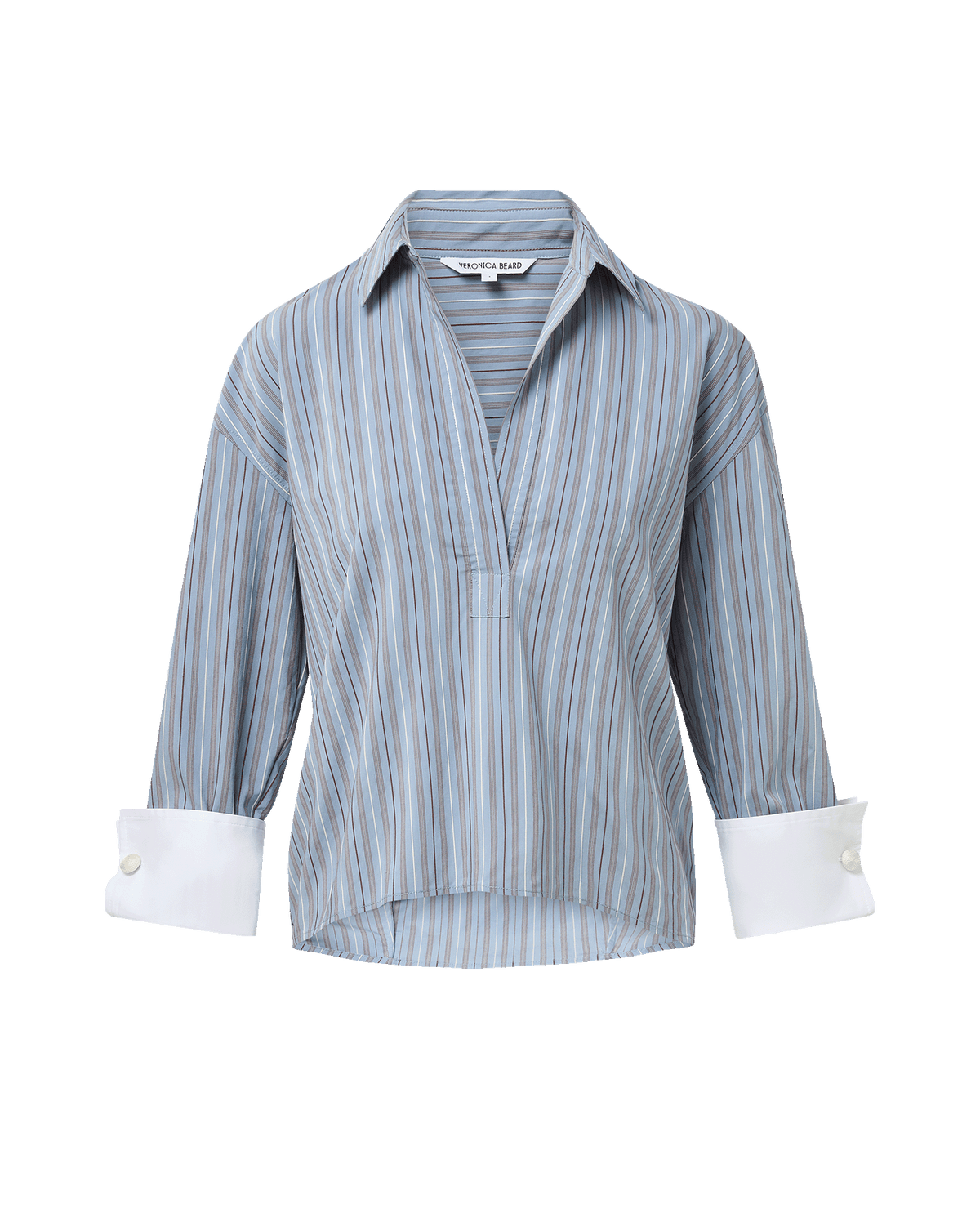 Veronica Beard | Draymond Striped Shirt in Blue River Multi Blue River Multi