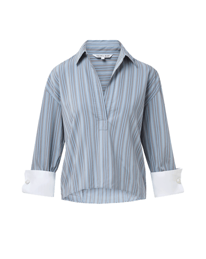 Veronica Beard | Draymond Striped Shirt in Blue River Multi Blue River Multi