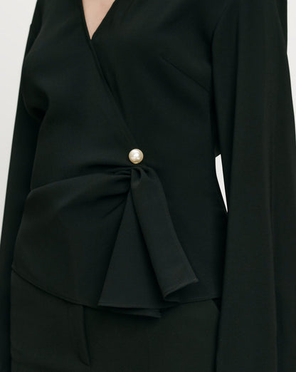 Veronica Beard | Drew Brooch Blouse in Black Black