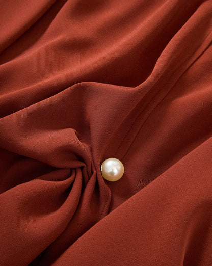 Veronica Beard | Drew Brooch Blouse in Rust Red Rust