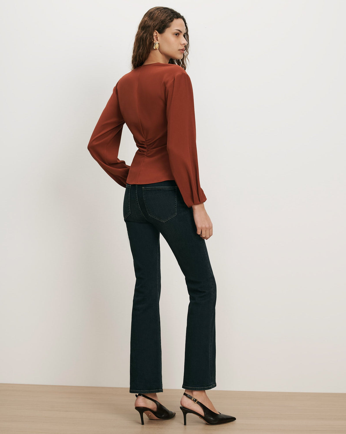 Veronica Beard | Drew Brooch Blouse in Rust Red Rust